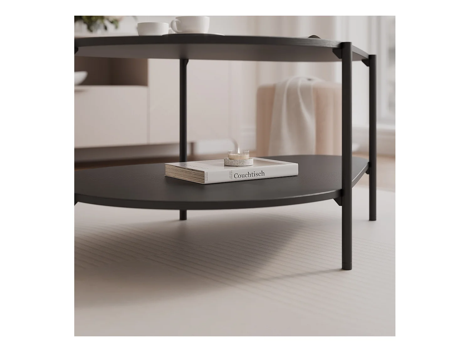 Table basse avec des pieds en métal - Noir - LORIEN