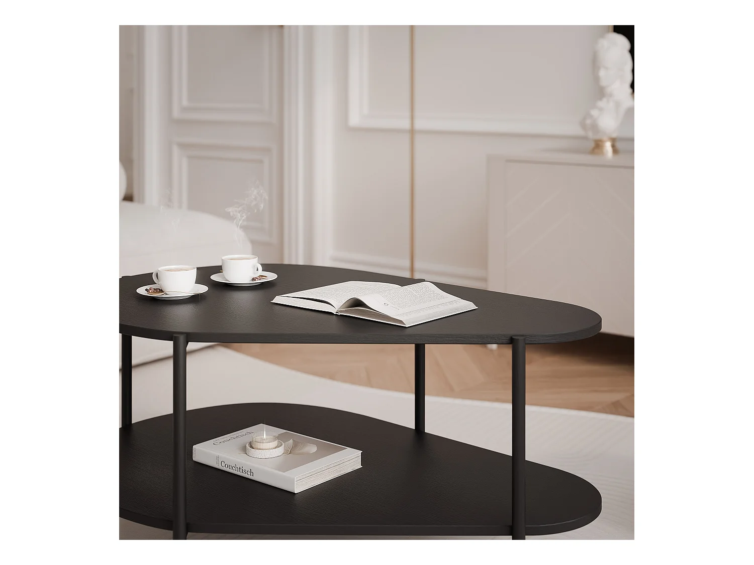 Table basse avec des pieds en métal - Noir - LORIEN