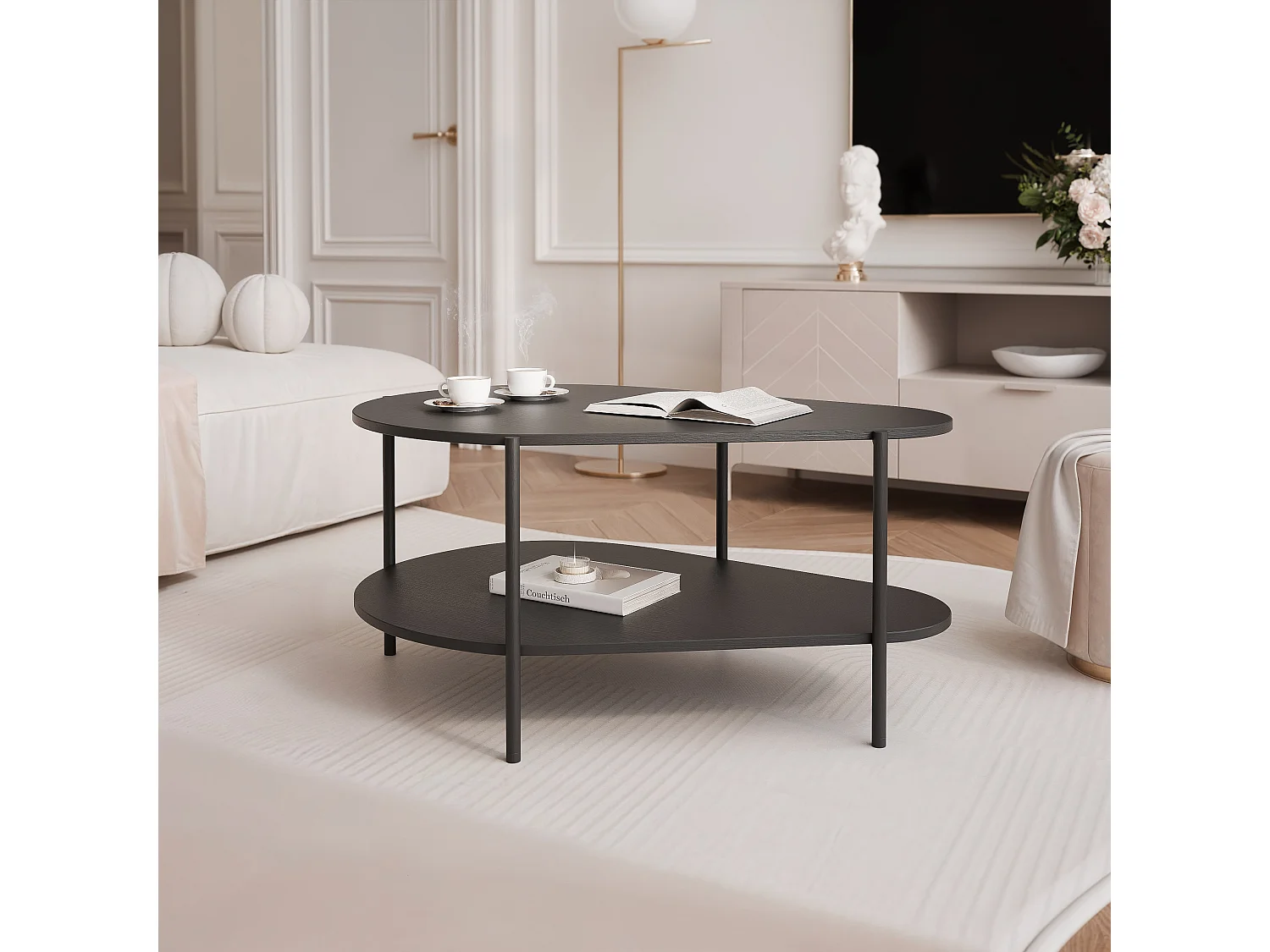 Table basse avec des pieds en métal - Noir - LORIEN