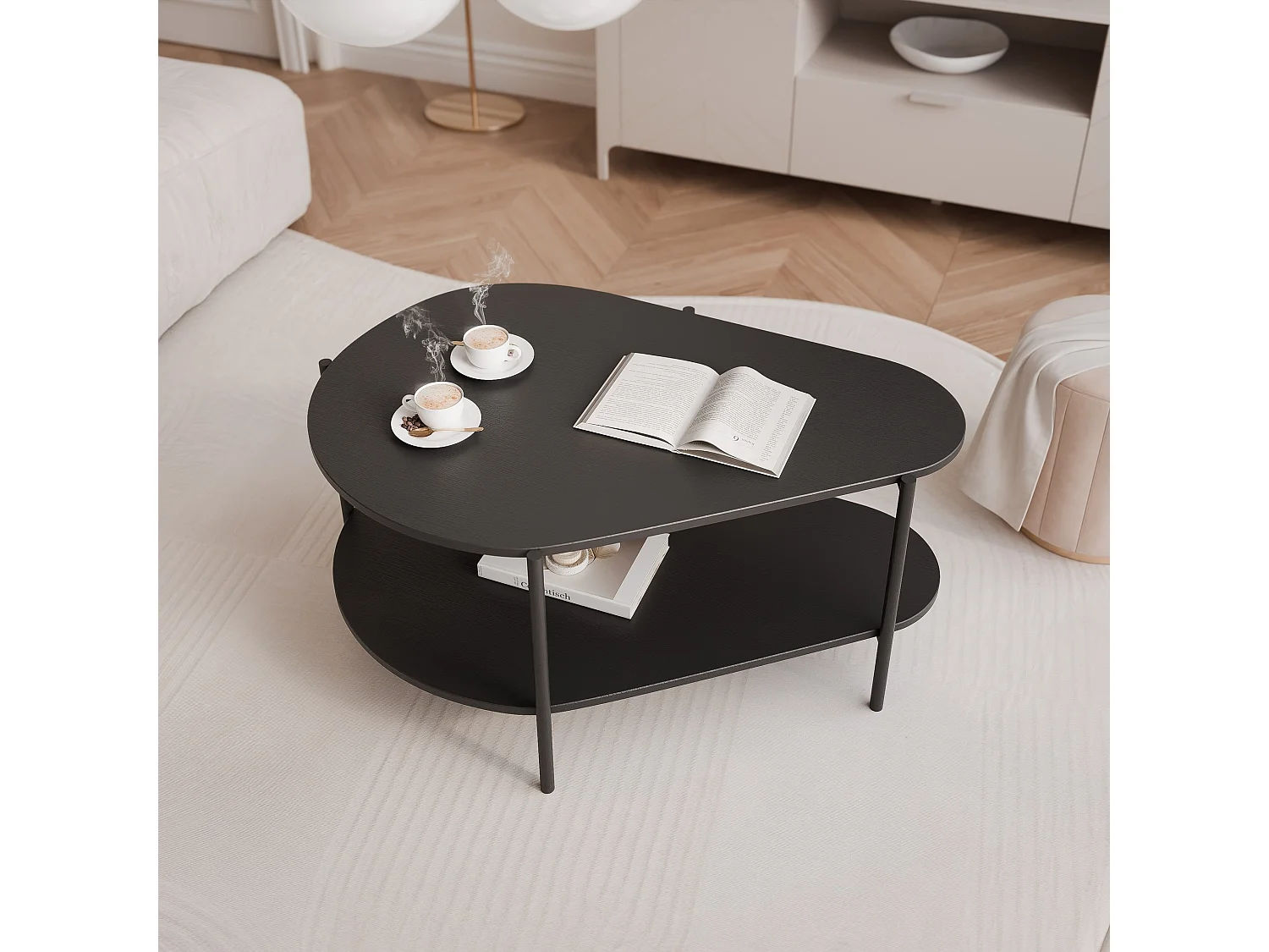 Table basse avec des pieds en métal - Noir - LORIEN