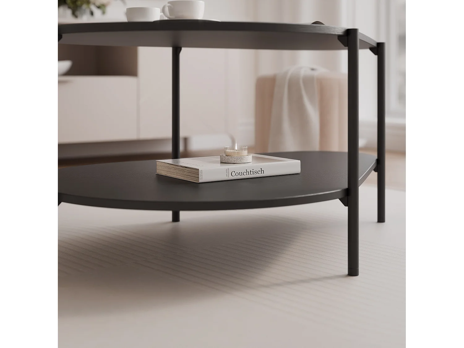 Table basse avec des pieds en métal - Noir - LORIEN