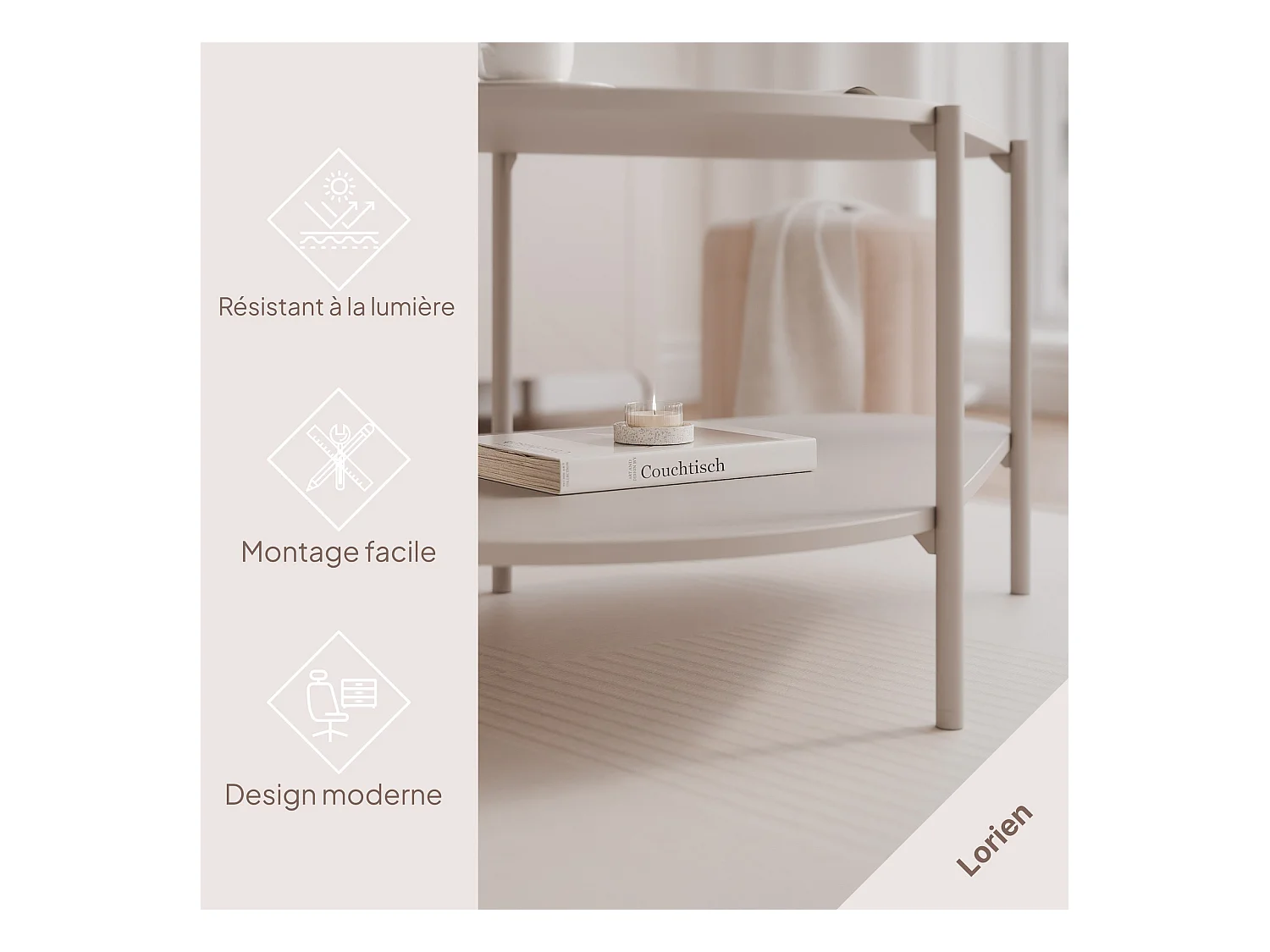 Table basse avec des pieds en métal - Cachemire - LORIEN