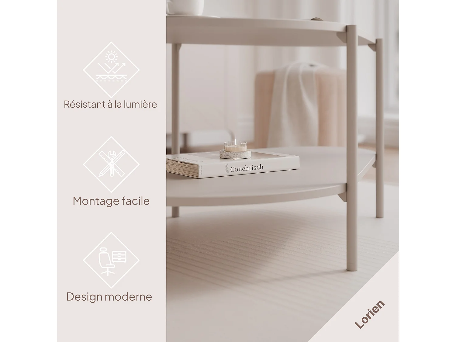 Table basse avec des pieds en métal - Cachemire - LORIEN