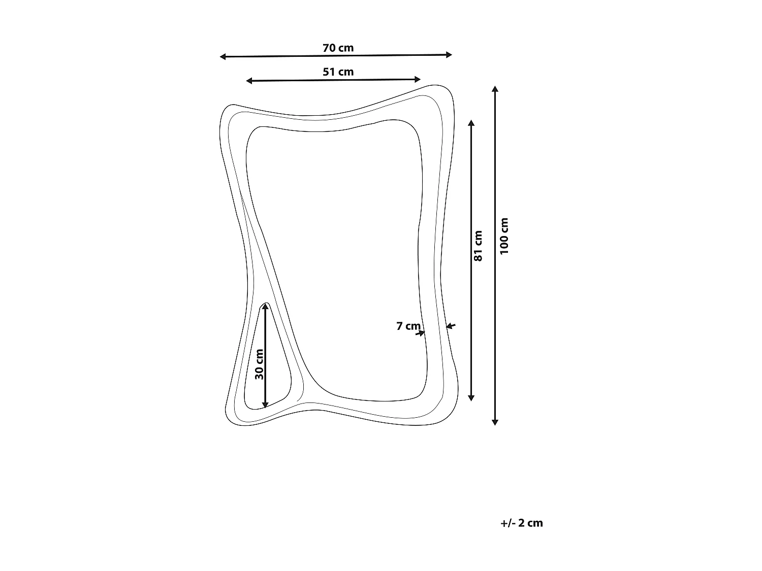 Miroir LANESTER 70 cm 100 cm Noir