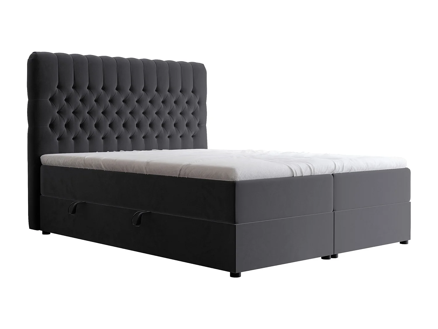 Lit continental rembourré avec matelas, gris anthracite - 140x200