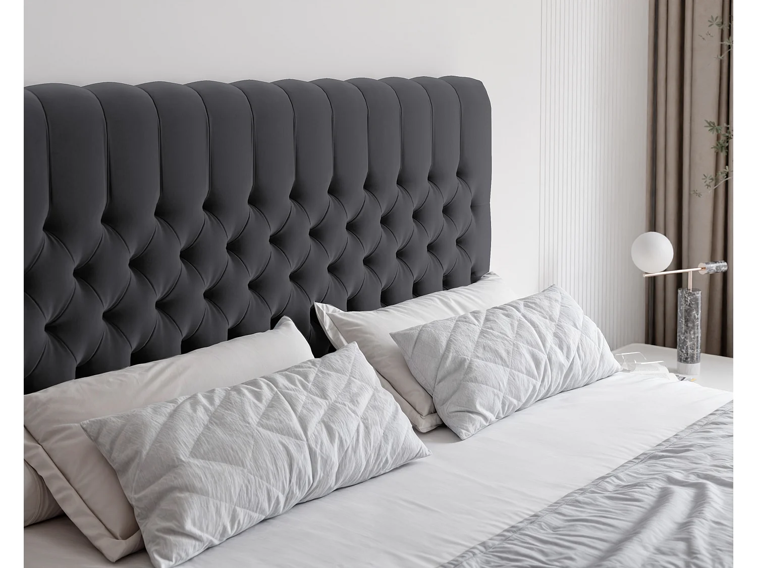 Lit continental rembourré avec matelas, gris anthracite - 140x200