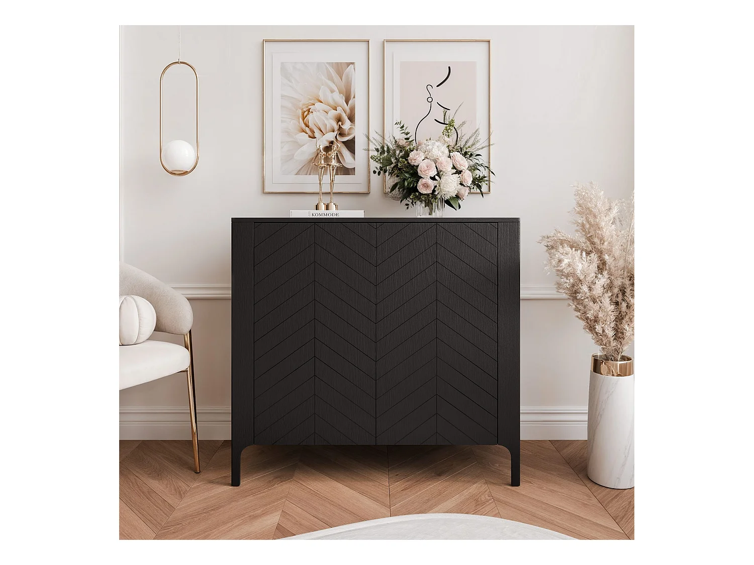 Buffet avec 2 portes et 2 étagères - Noir - LORIEN