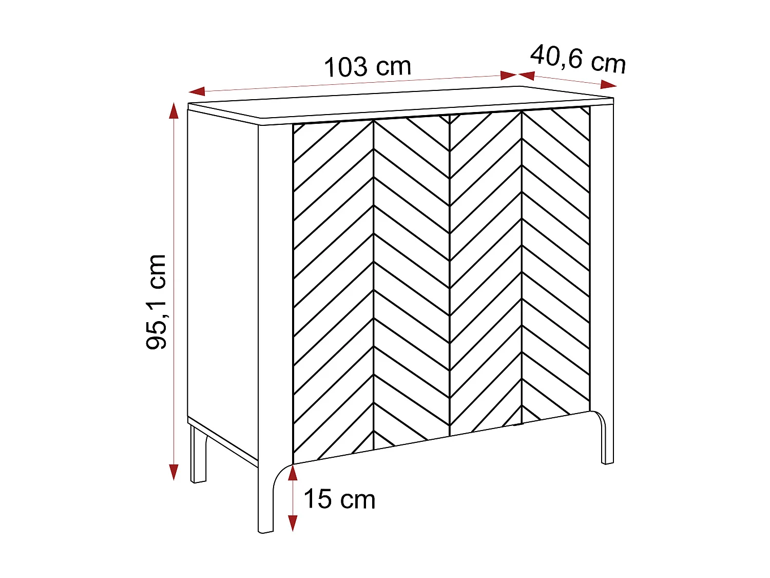 Buffet avec 2 portes et 2 étagères - Noir - LORIEN