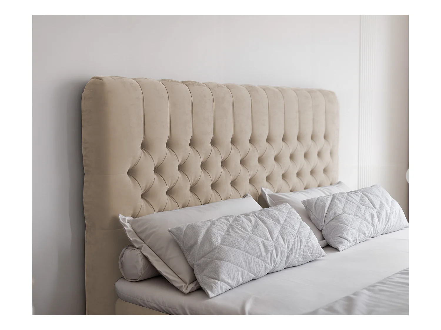 Lit continental rembourré avec matelas, crème - 200x200