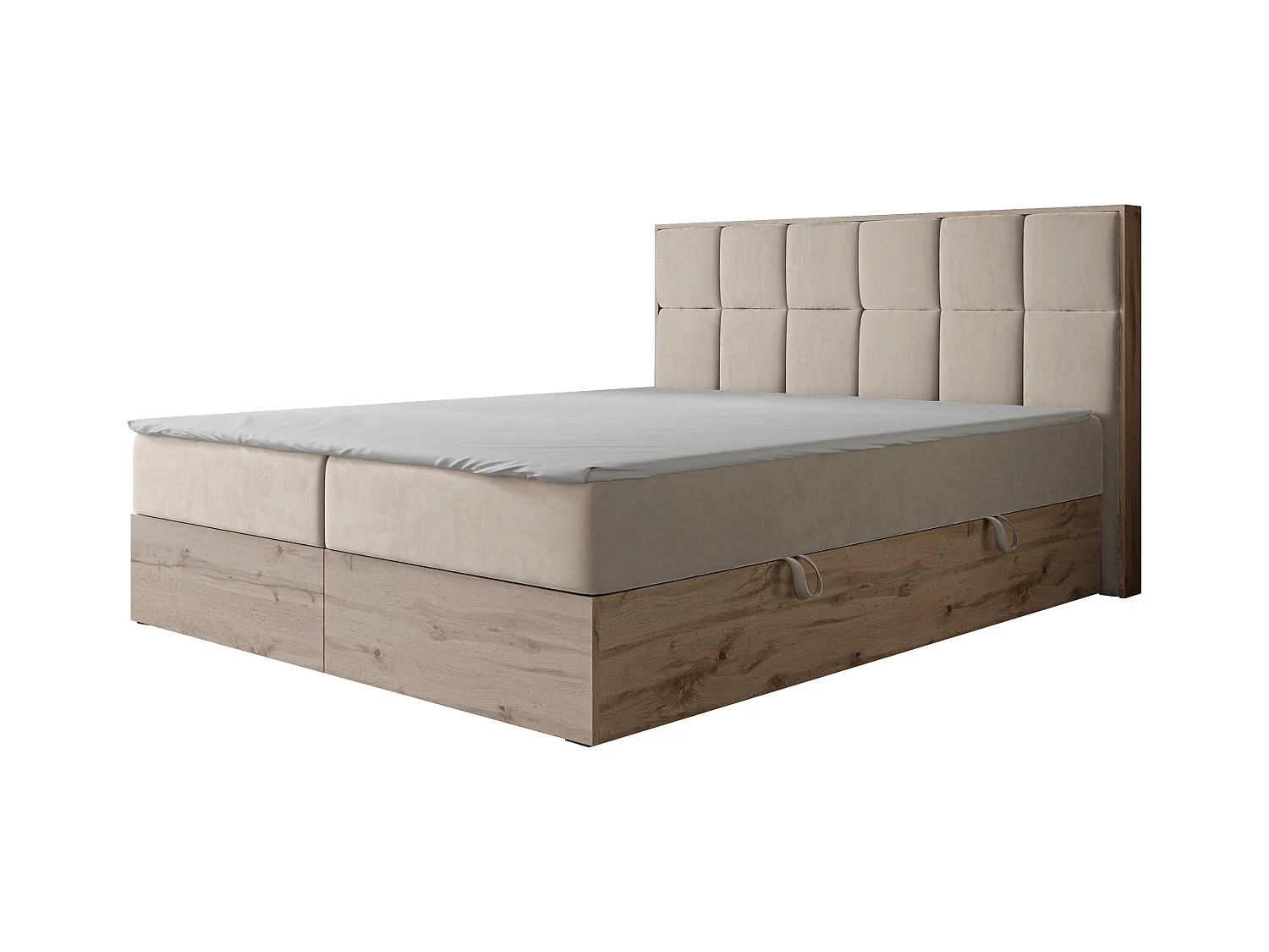 Lit continental rembourré avec surmatelas, beige - 160x200 - LAVIO II