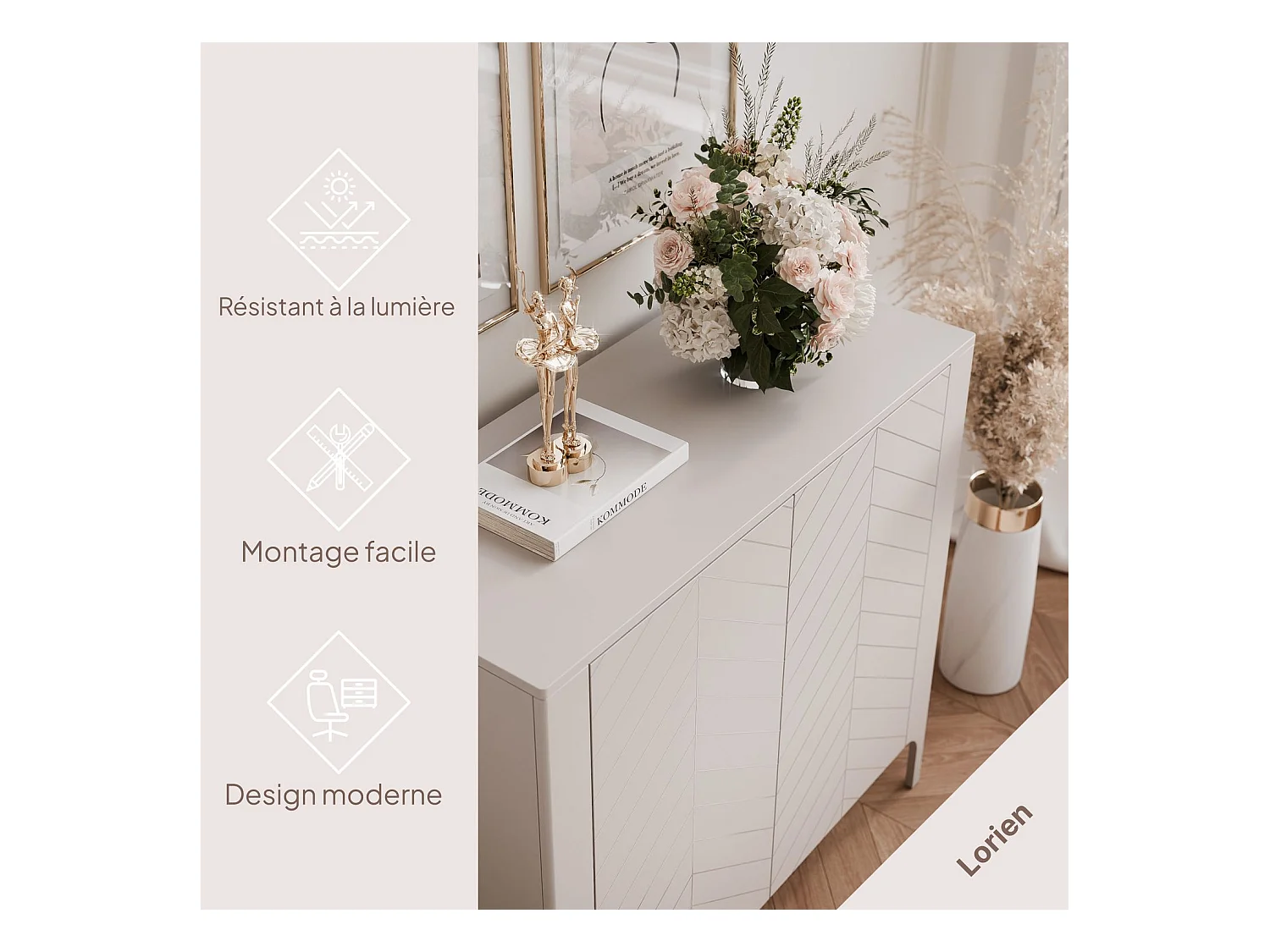 Buffet avec 2 portes et 2 étagères - Cachemire - LORIEN