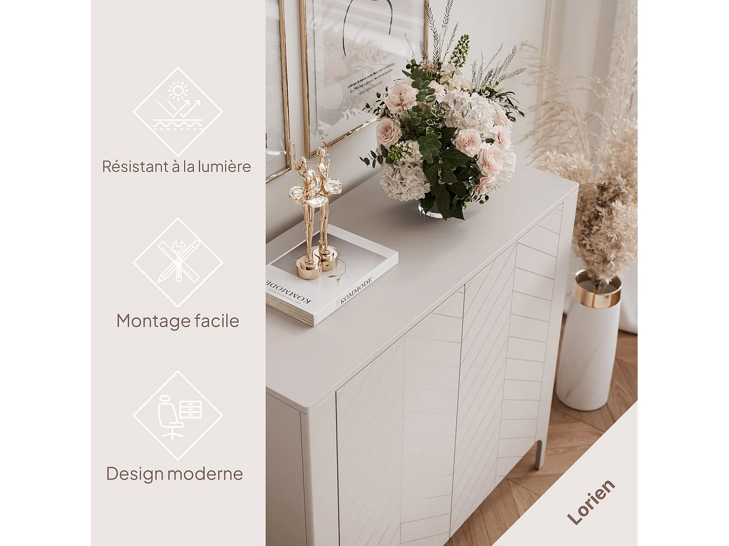 Buffet avec 2 portes et 2 étagères - Cachemire - LORIEN