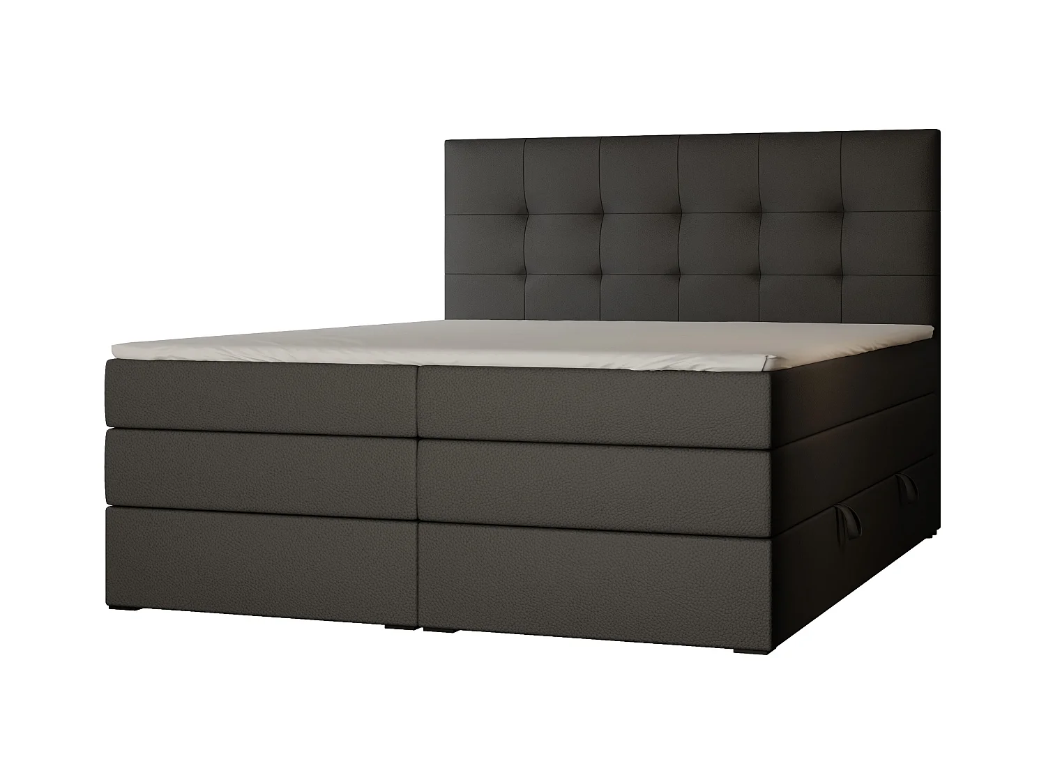 Lit continental rembourré avec surmatelas, noir  - 120x200 - AZARIO