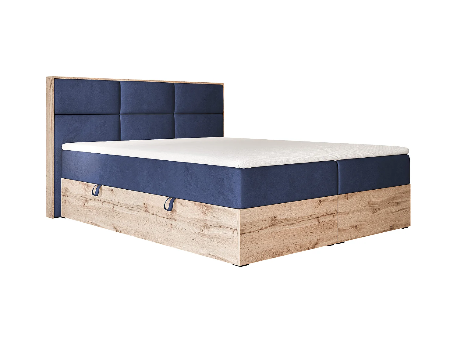 Lit continental rembourré avec surmatelas, bleu - 160x200 - LAVIO