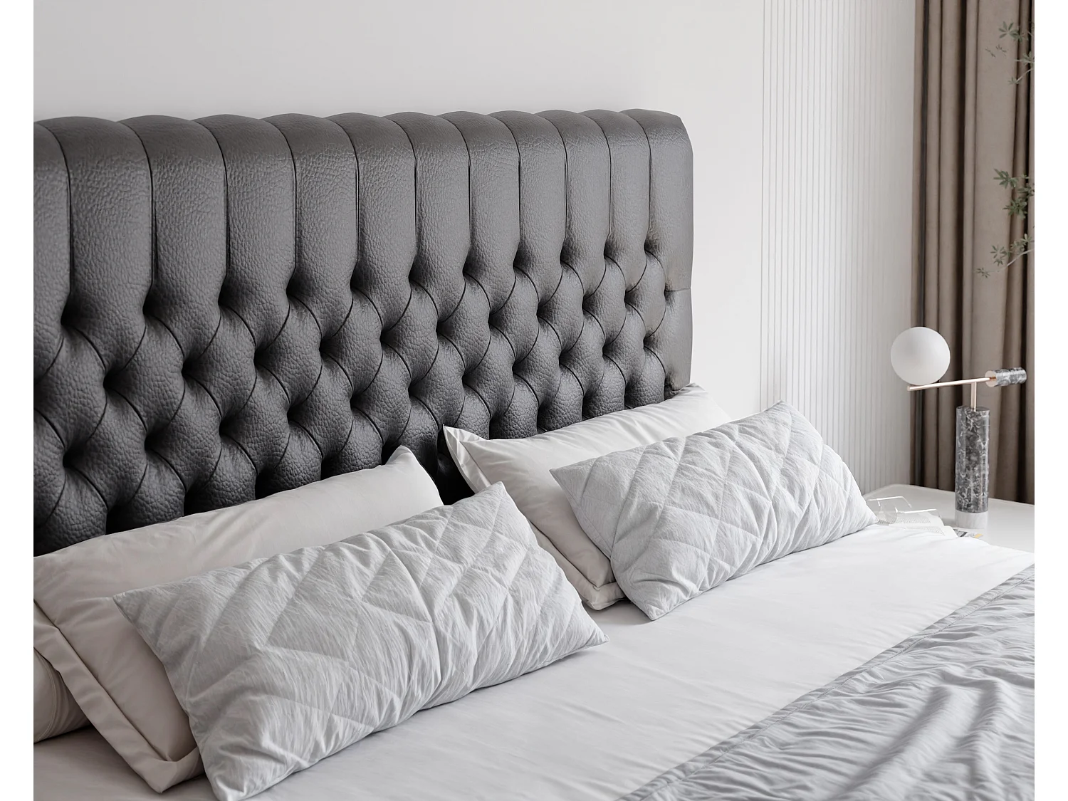 Lit continental rembourré avec matelas, noir  - 180x200