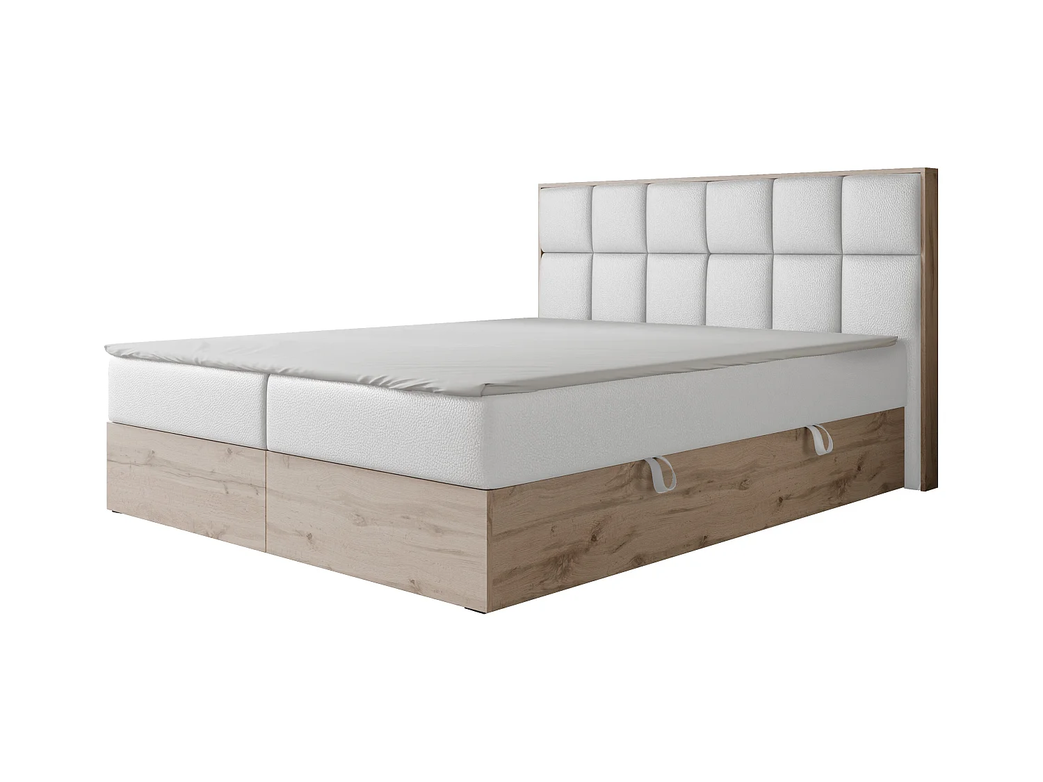 Lit continental rembourré avec surmatelas, blanc  - 200x200 - LAVIO II