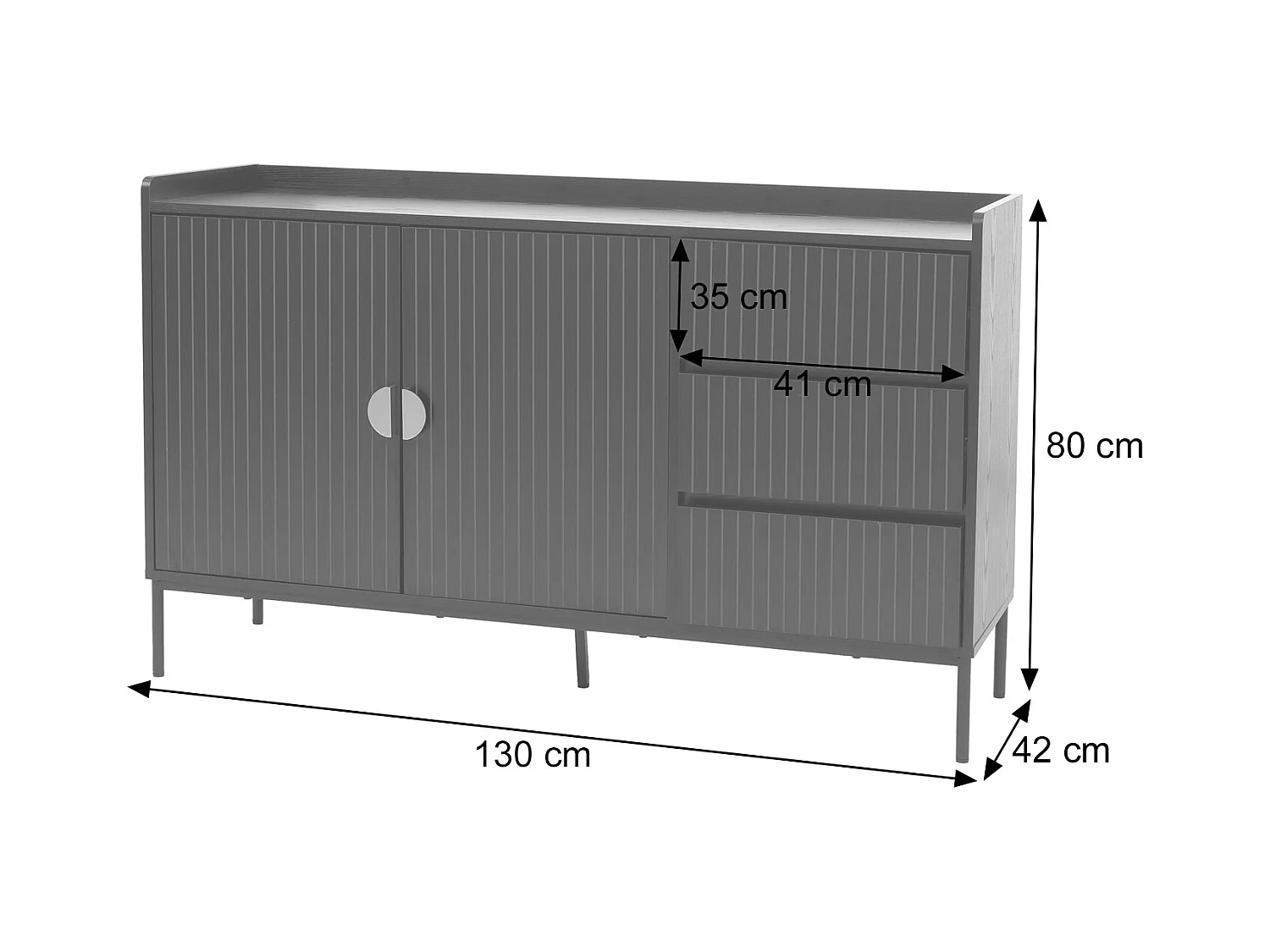 Buffet MCW-O39,  aspect bois noir