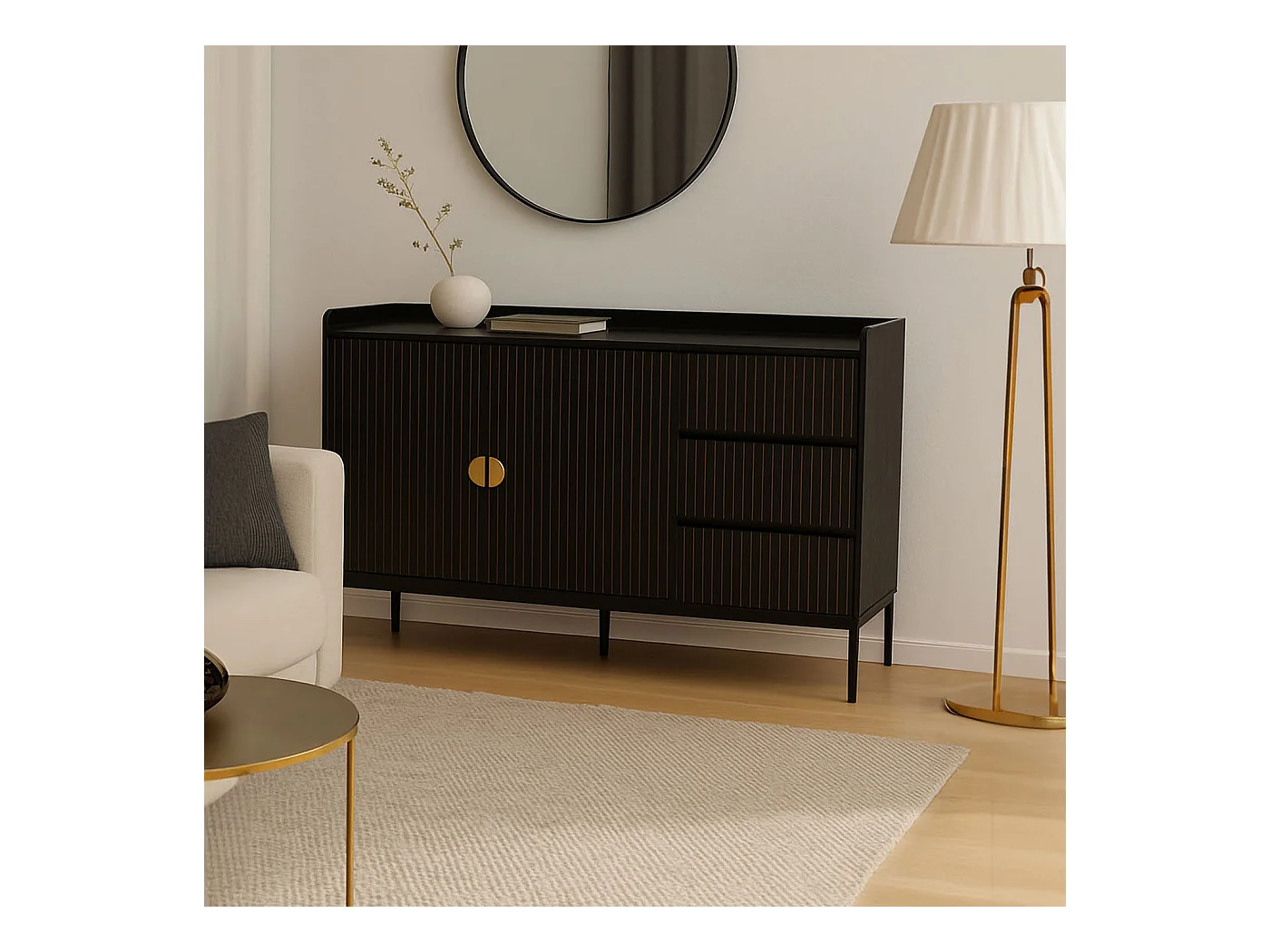 Buffet MCW-O39,  aspect bois noir