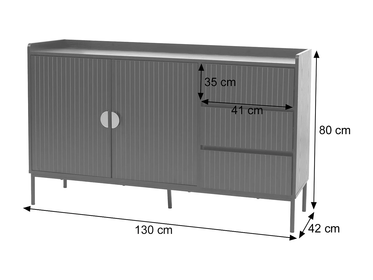 Sideboard MCW-O39, Holzoptik schwarz