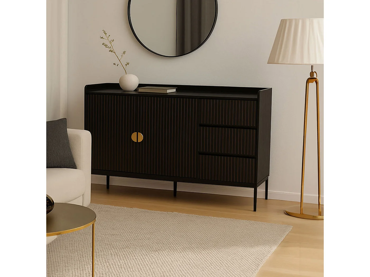 Sideboard MCW-O39, Holzoptik schwarz