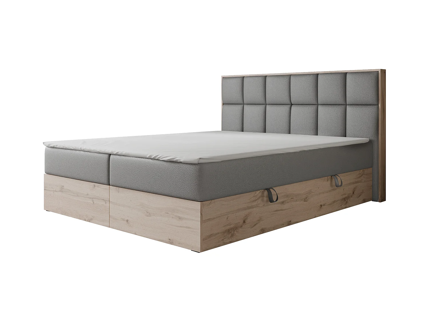 Lit continental rembourré avec surmatelas, gris  - 120x200 - LAVIO II