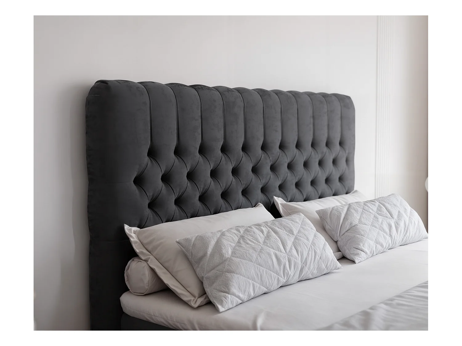 Lit continental rembourré avec matelas, gris anthracite - 200x200