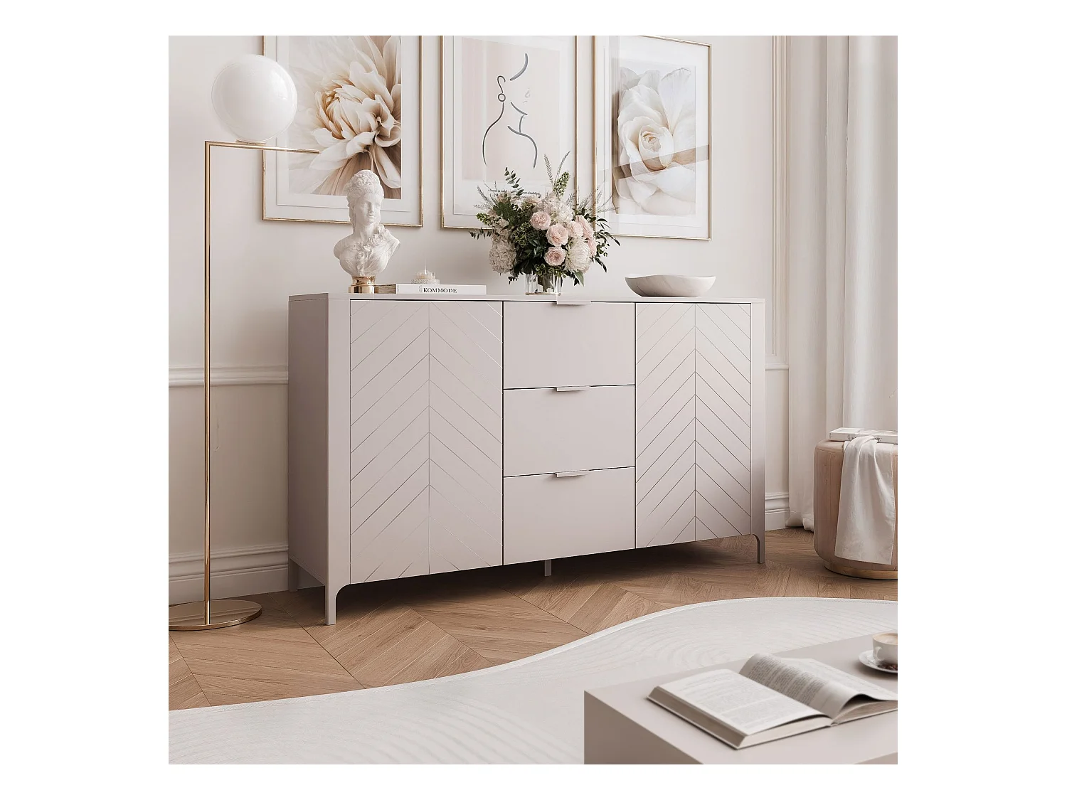 Buffet avec 2 portes et 3 tiroirs - Cachemire - LORIEN