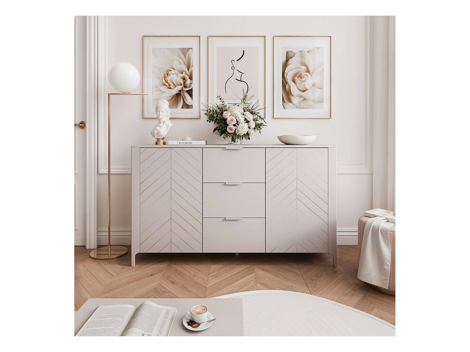 Buffet avec 2 portes et 3 tiroirs - Cachemire - LORIEN