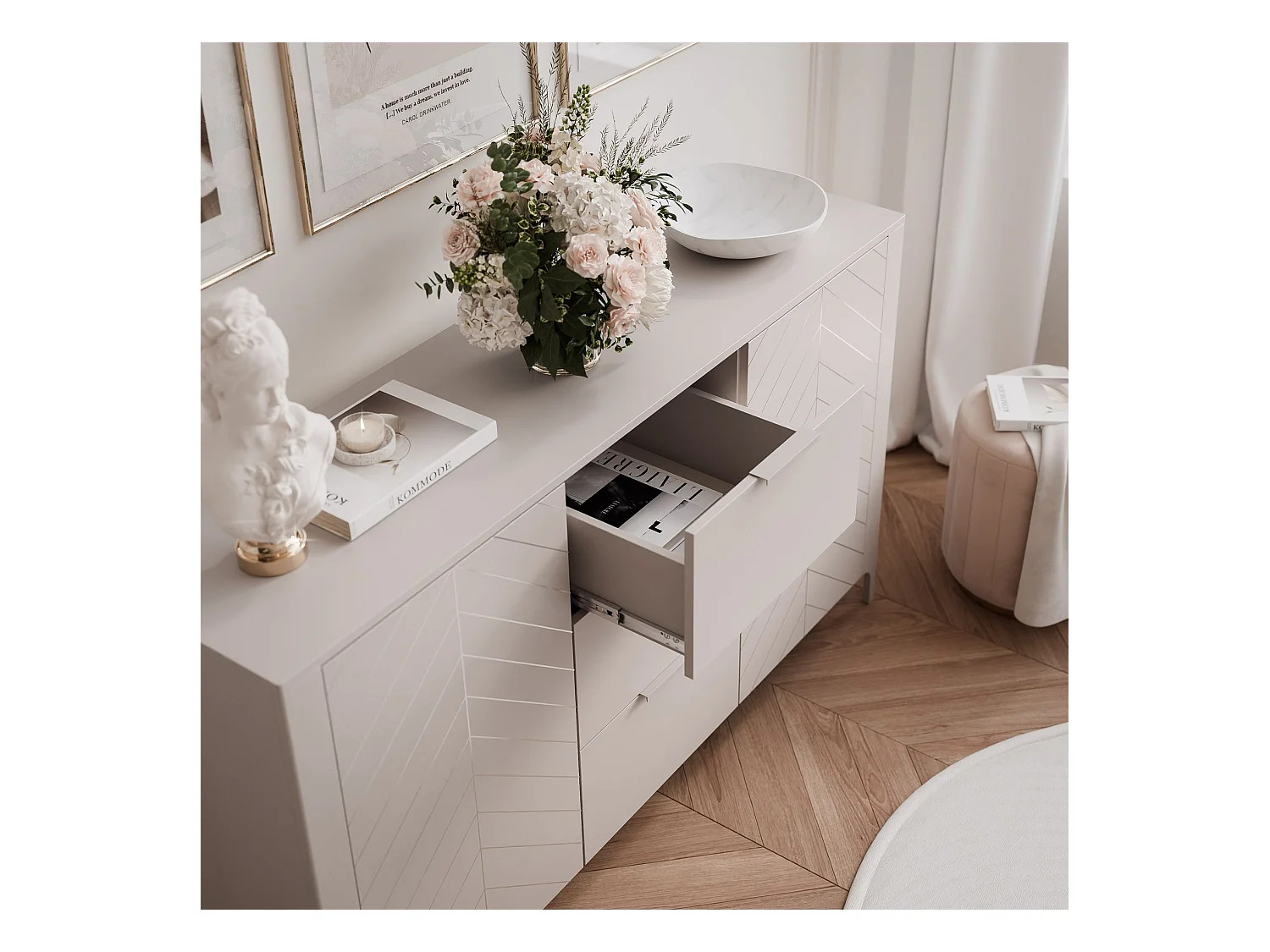 Buffet avec 2 portes et 3 tiroirs - Cachemire - LORIEN