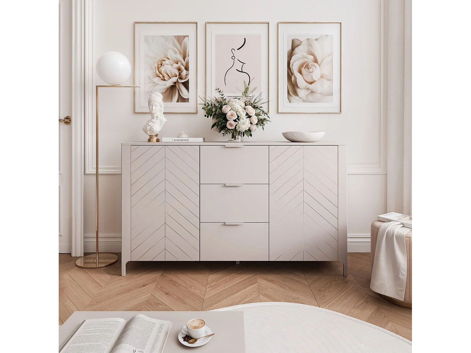 Buffet avec 2 portes et 3 tiroirs - Cachemire - LORIEN