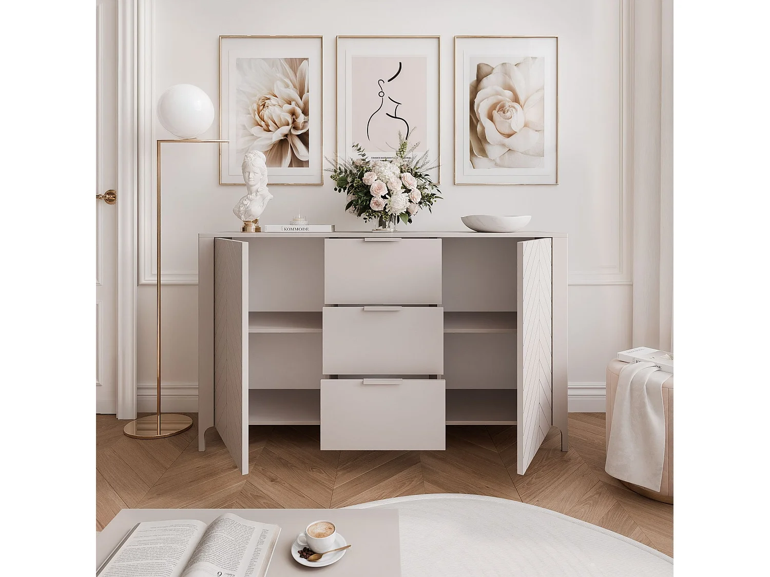 Buffet avec 2 portes et 3 tiroirs - Cachemire - LORIEN