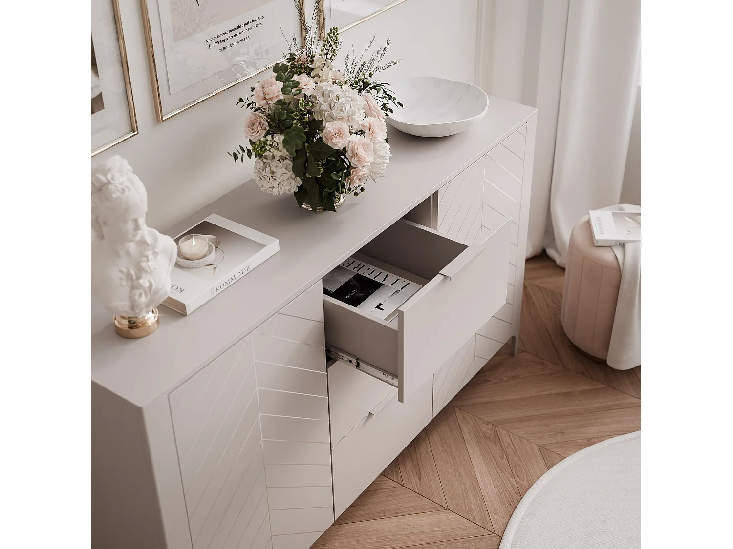 Buffet avec 2 portes et 3 tiroirs - Cachemire - LORIEN