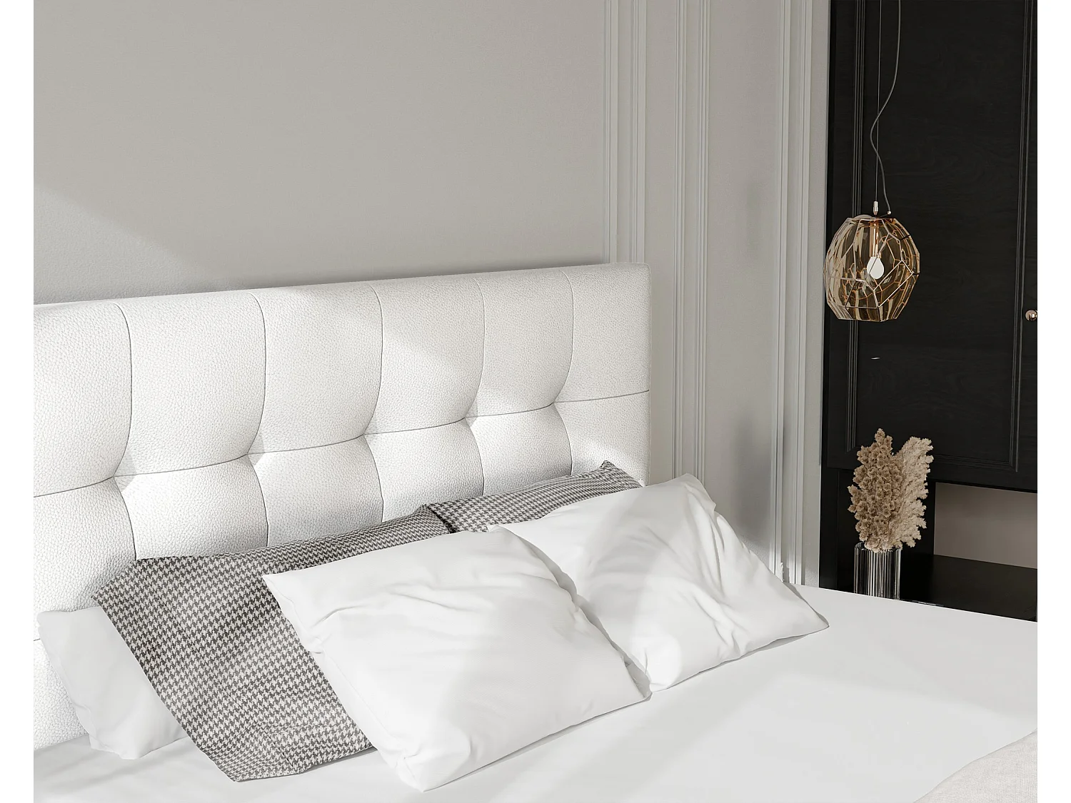 Lit continental rembourré avec surmatelas, blanc  - 180x200 - AZARIO