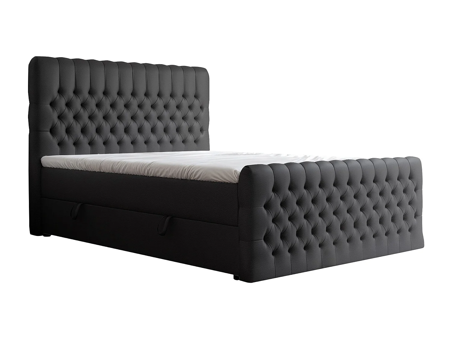 Lit continental rembourré avec matelas, noir  - 160x200