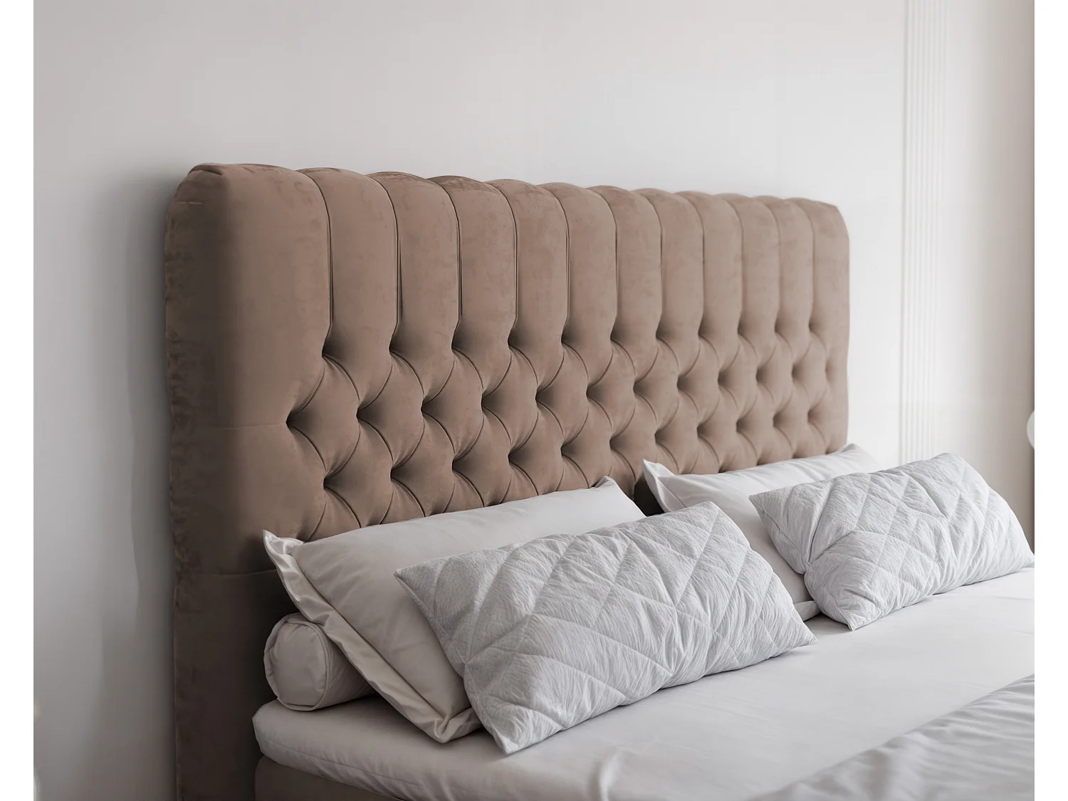 Lit continental rembourré avec matelas, marron - 180x200