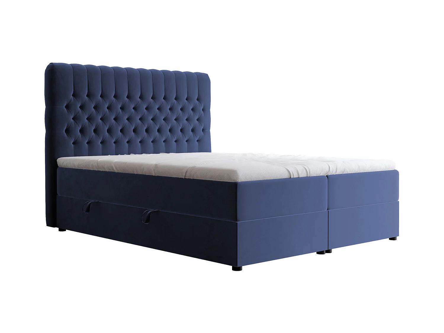 Lit continental rembourré avec matelas, bleu - 200x200