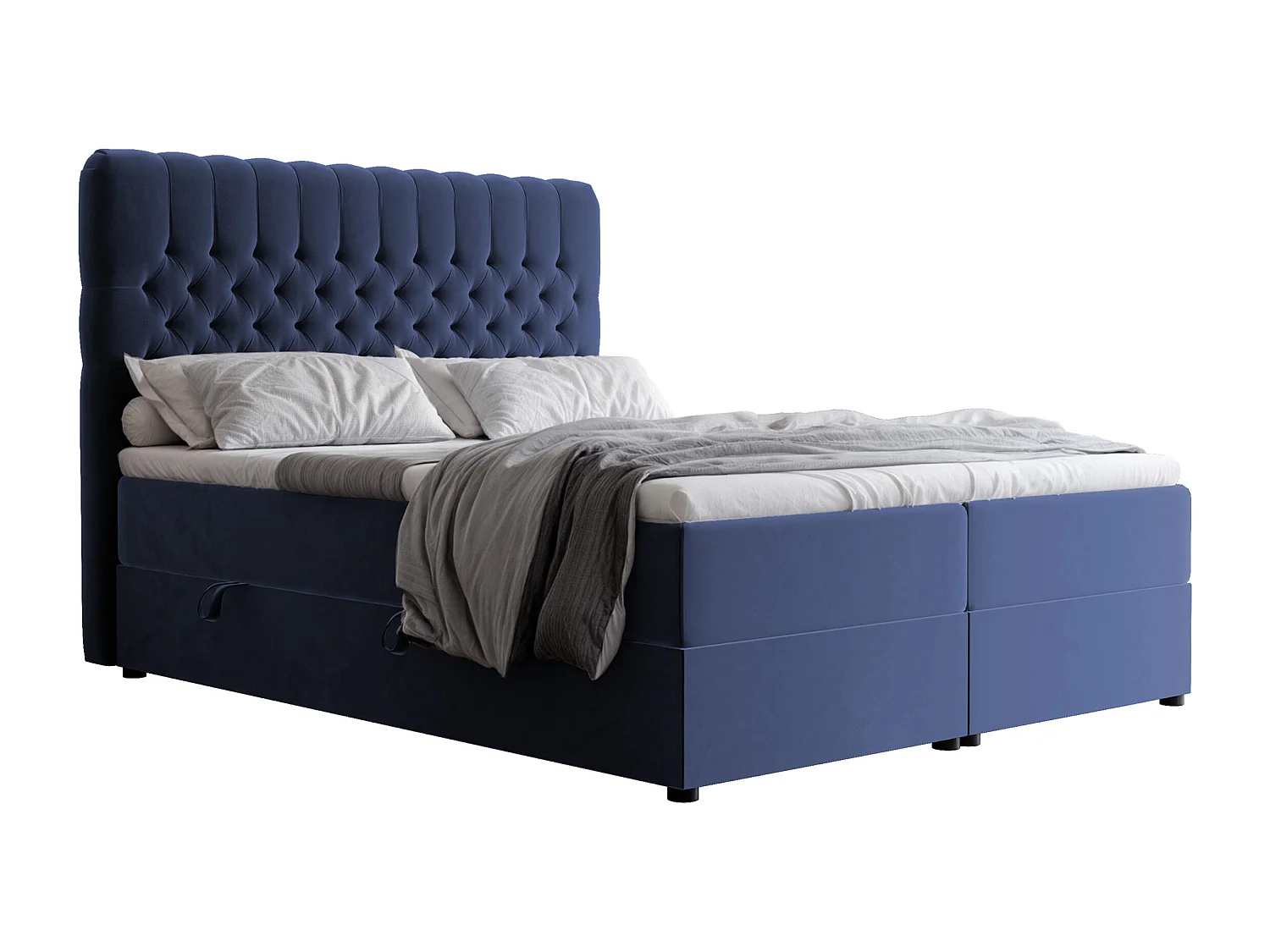 Lit continental rembourré avec matelas, bleu - 200x200