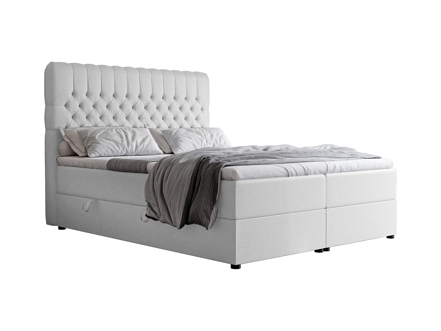Lit continental rembourré avec matelas, blanc  - 160x200