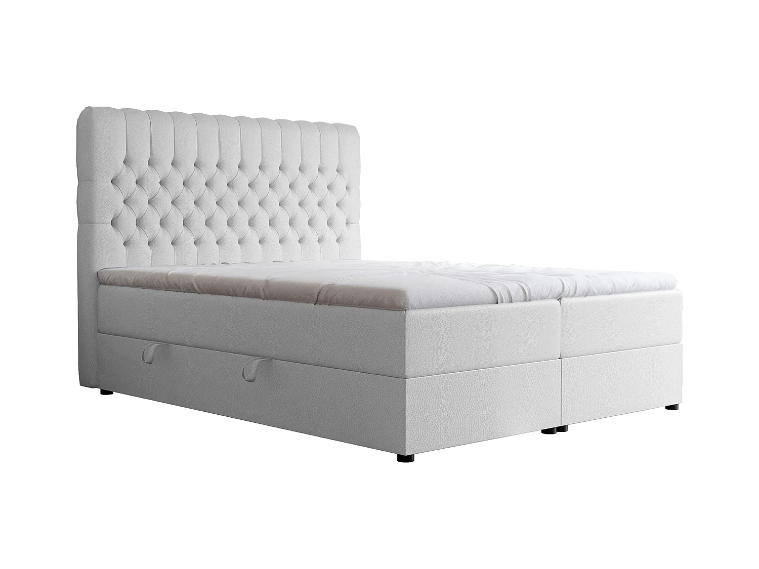 Lit continental rembourré avec matelas, blanc  - 160x200