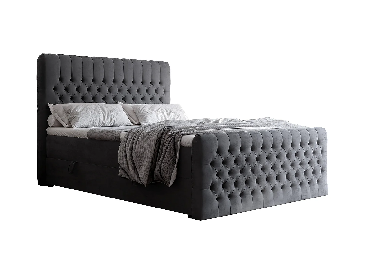Lit continental rembourré avec matelas, gris anthracite - 180x200