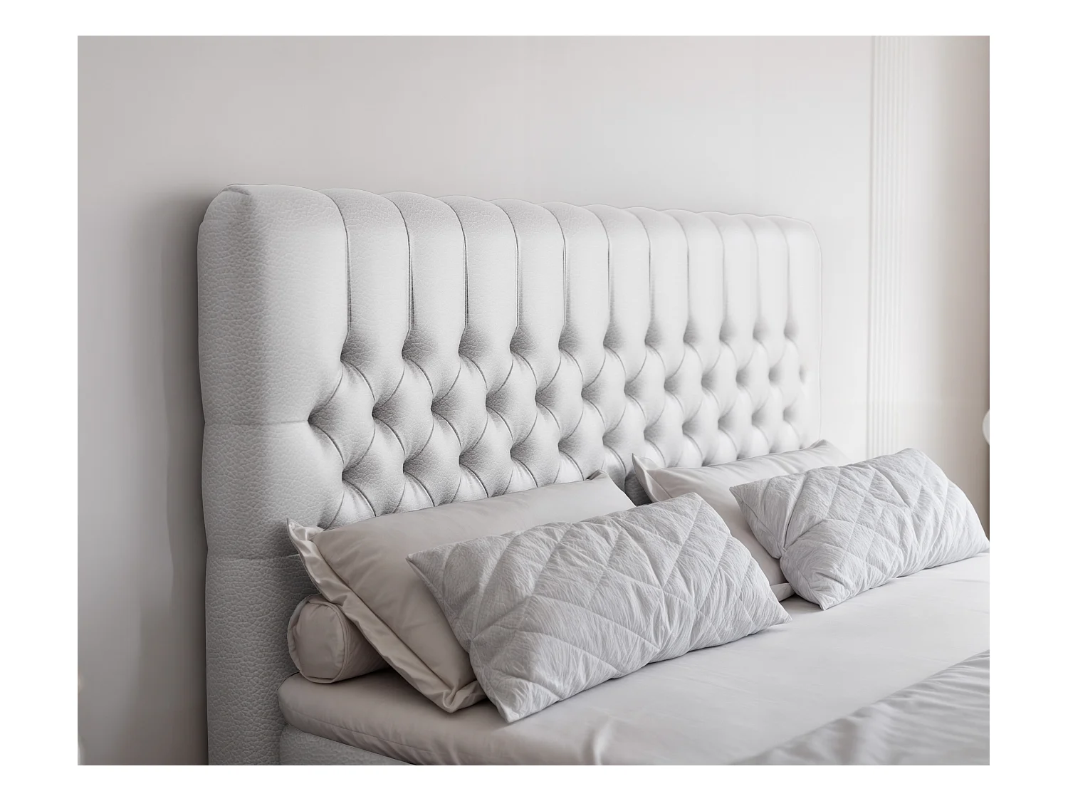 Lit continental rembourré avec matelas, blanc  - 160x200