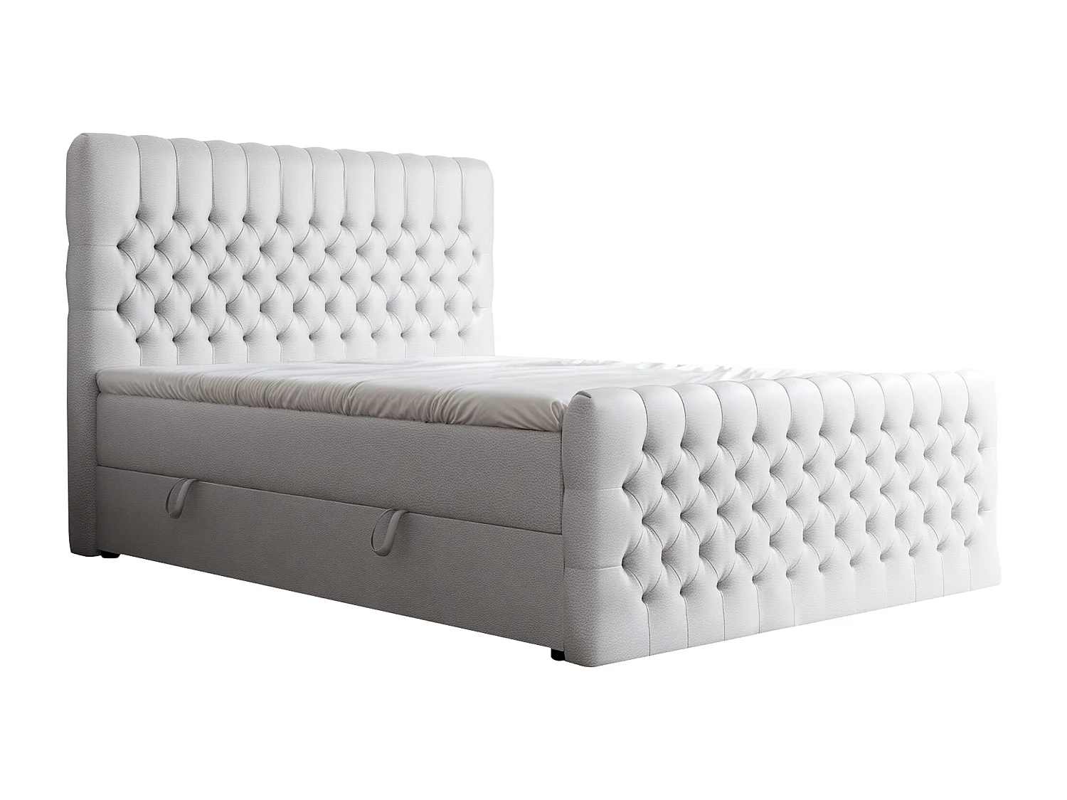 Lit continental rembourré avec matelas, blanc  - 160x200