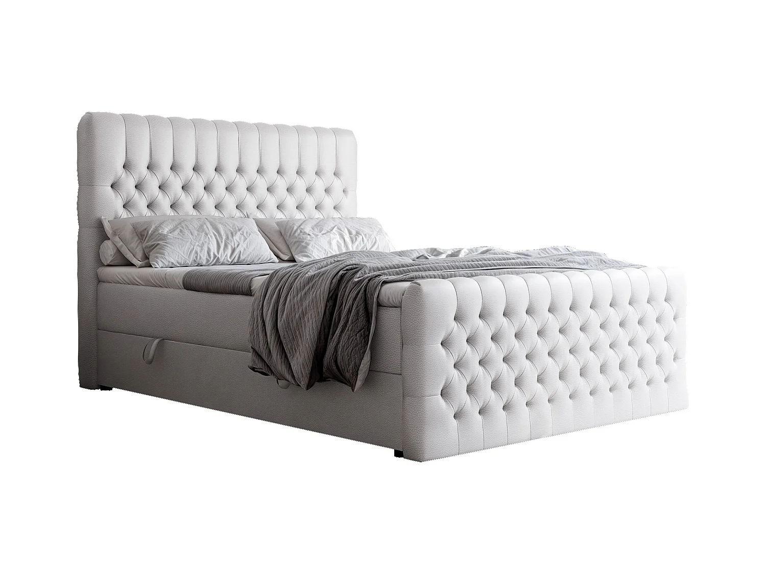 Lit continental rembourré avec matelas, blanc  - 180x200