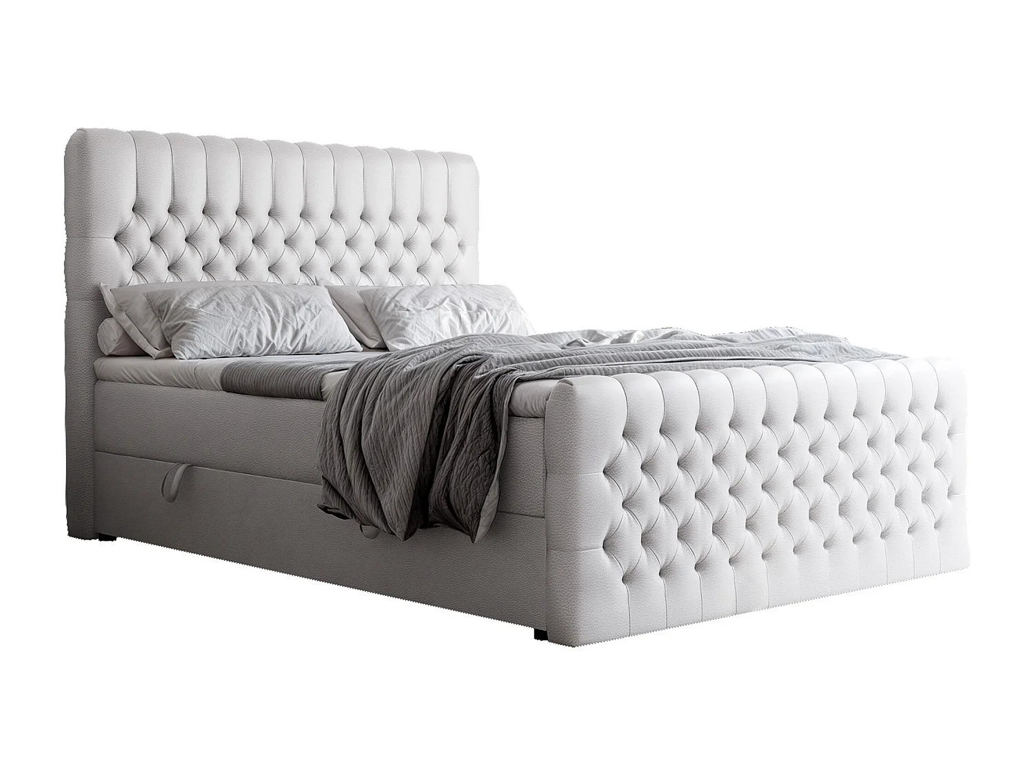 Lit continental rembourré avec matelas, blanc  - 180x200