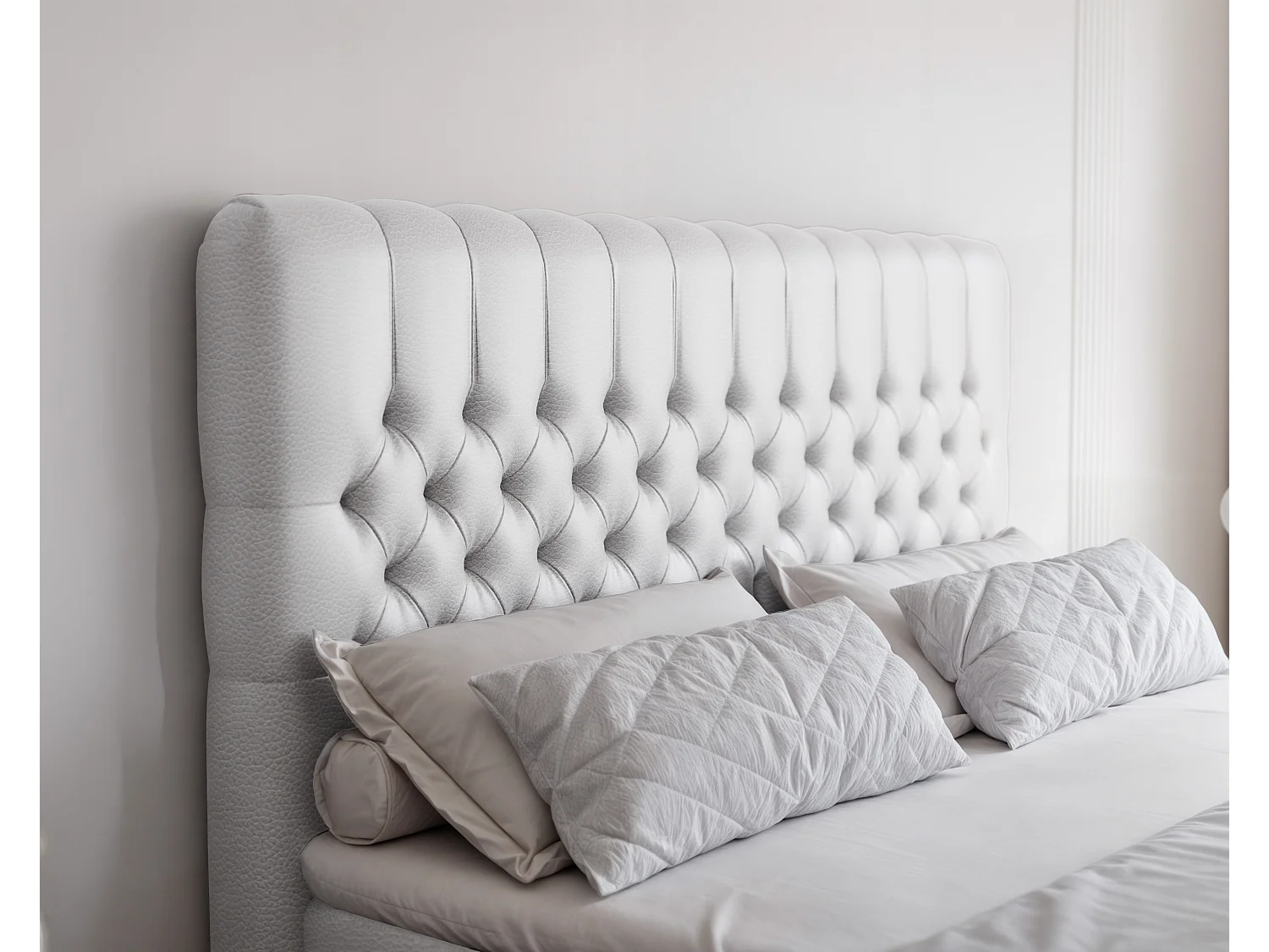 Lit continental rembourré avec matelas, blanc  - 180x200