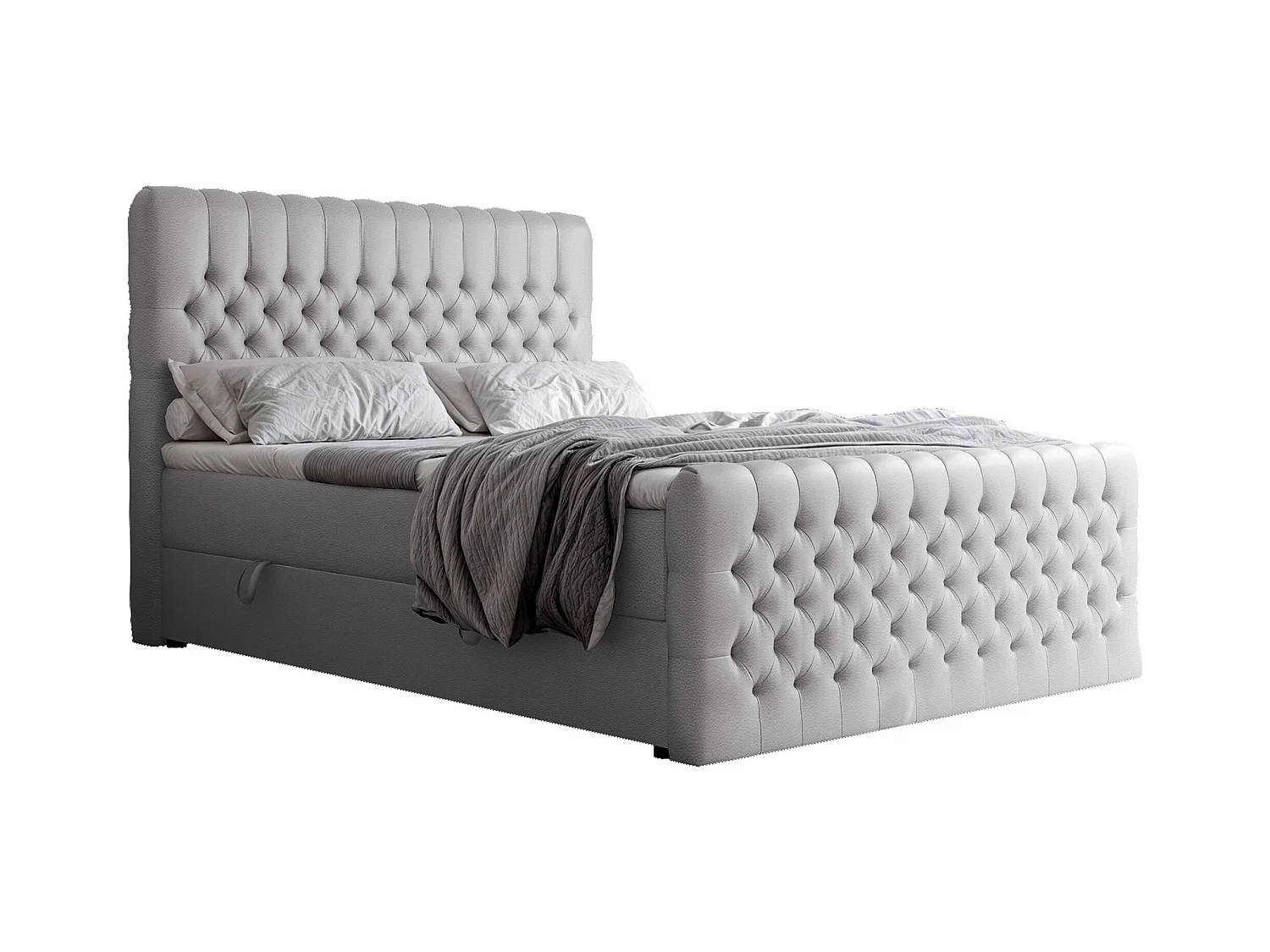 Lit continental rembourré avec matelas, gris  - 180x200