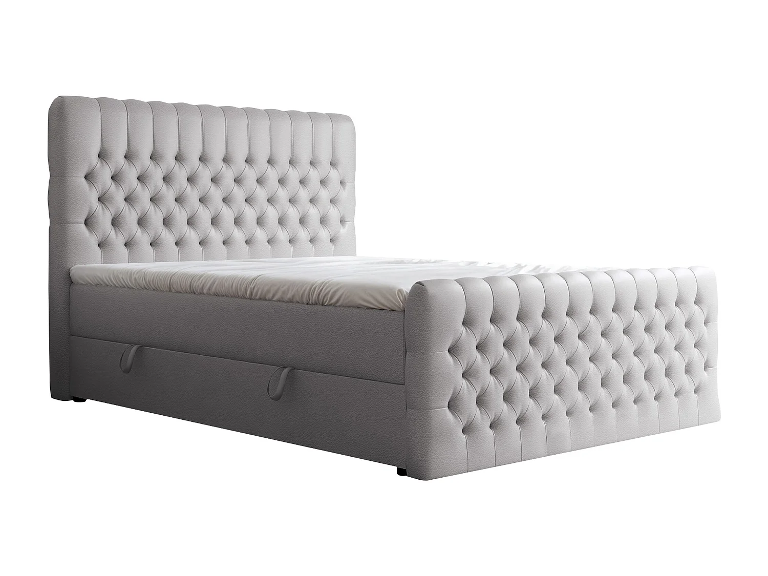 Lit continental rembourré avec matelas, gris  - 180x200