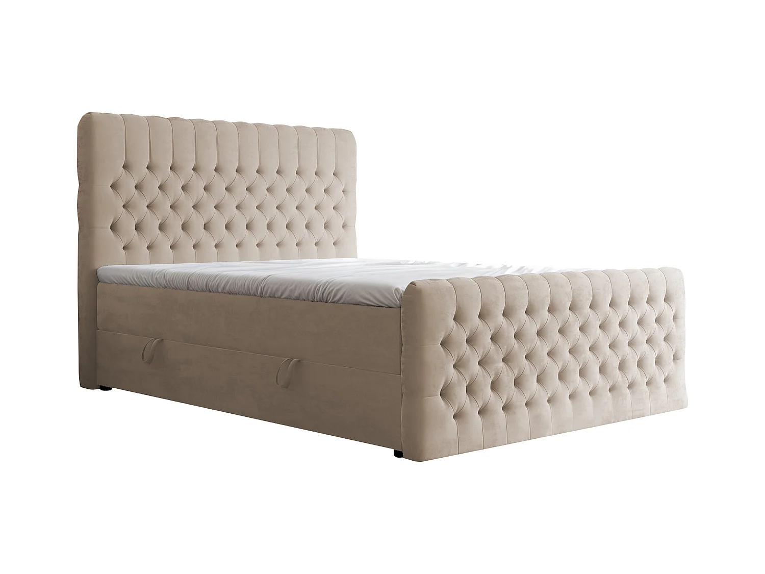 Lit continental rembourré avec matelas, crème - 180x200