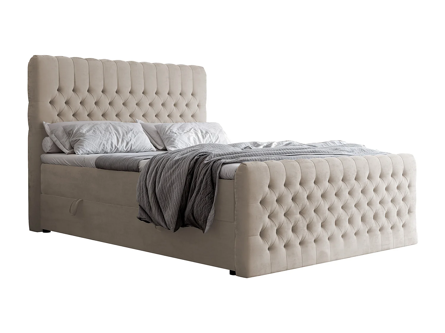 Lit continental rembourré avec matelas, crème - 180x200