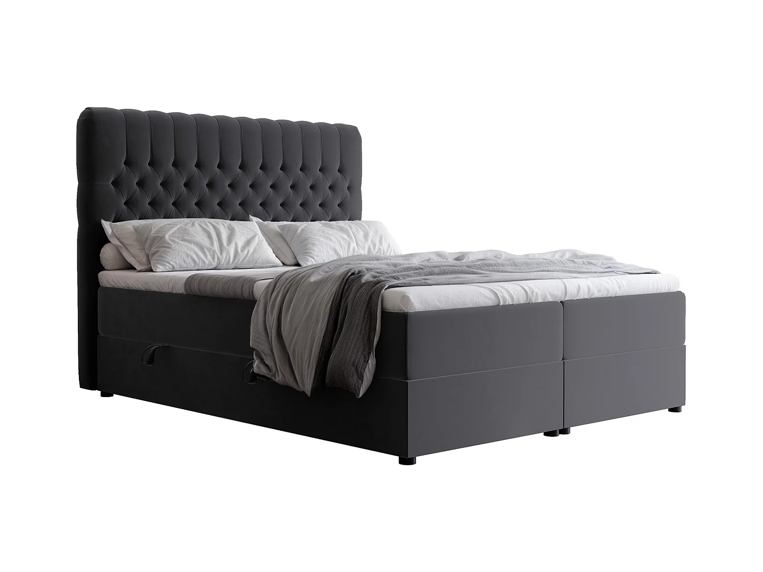 Lit continental rembourré avec matelas, gris anthracite - 160x200